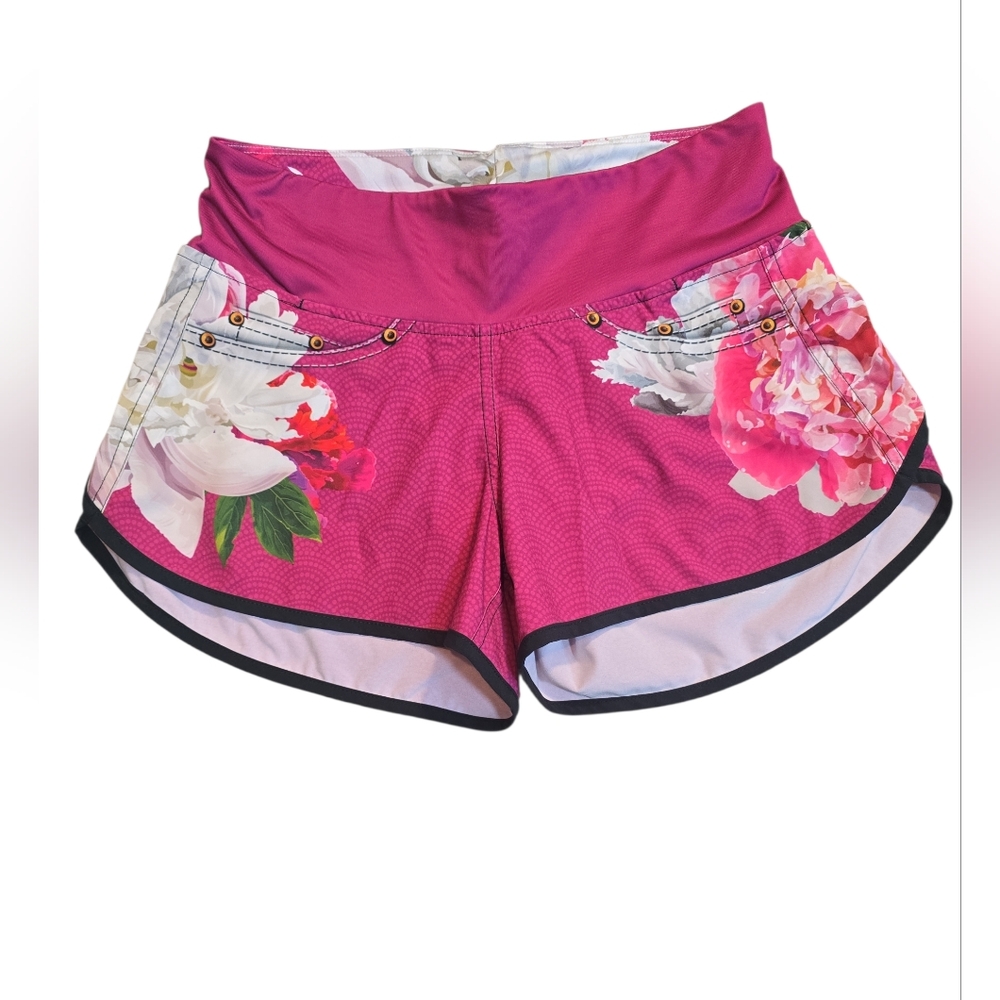 INKnBURN Athletic Floral Running Shorts Size 4 Wildflower Design